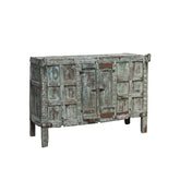 Antique Handmade Indian Vintage Wooden Sideboard Damchiya Blue